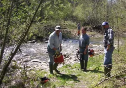 Il Gruppo dei volontari della Protezione civile hanno ripulito l'alveo del Maira nei pressi della frazione San Mauro in vista della Passeggiata ecologica di domenica prossima 